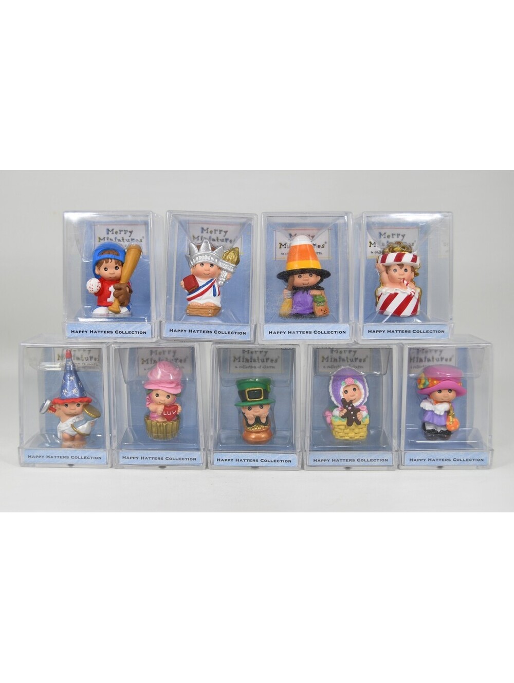 Hallmark Merry Miniatures Happy Hatters Collection Lot 9 Vintage 2000 Figurines